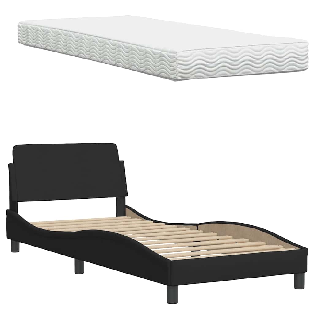 Letto con Materasso Nero 90x190 cm in Tessuto | homemem39