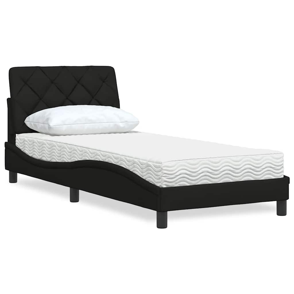 Letto con Materasso Nero 90x190 cm in Tessuto | homemem39