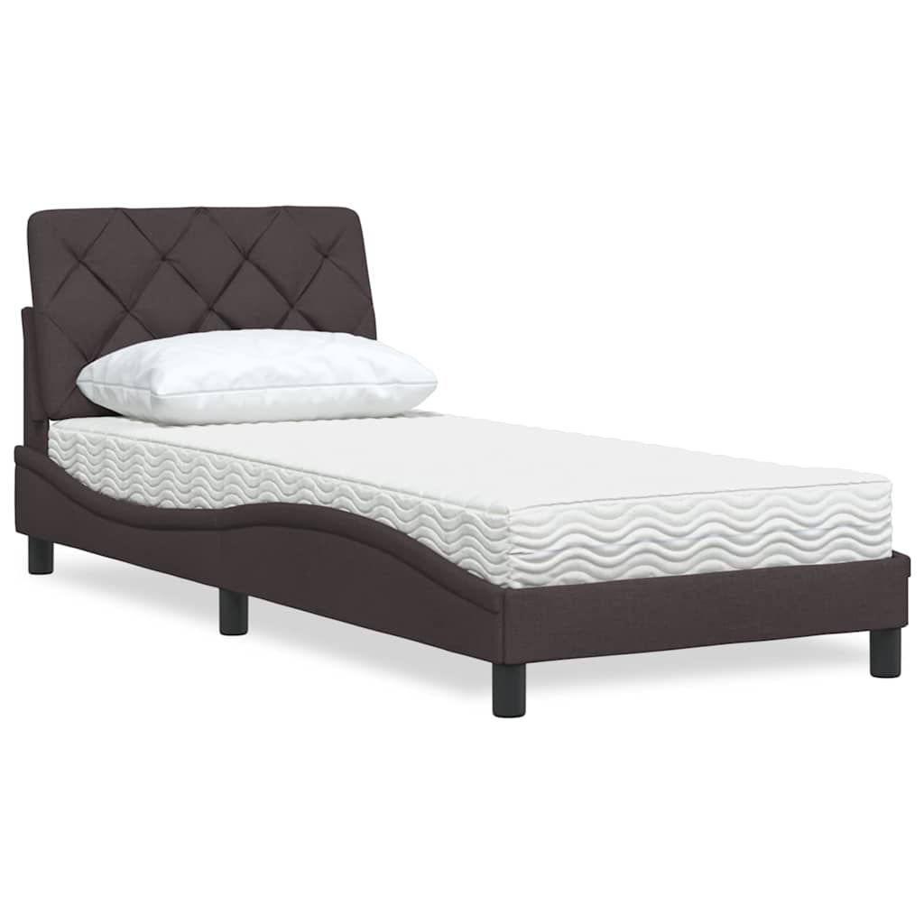 Letto con Materasso Marrone Scuro 90x190 cm in Tessuto | homemem39