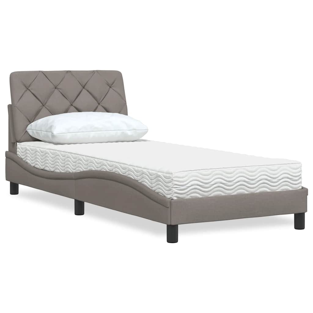 Letto con Materasso Tortora 90x190 cm in Tessuto - homemem39