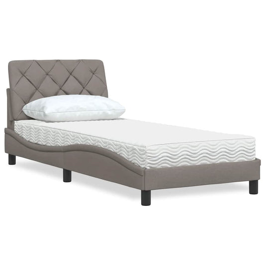 Letto con Materasso Tortora 90x190 cm in Tessuto - homemem39