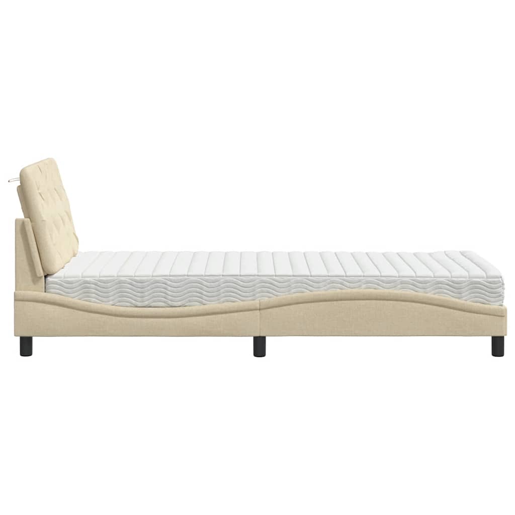 Letto con Materasso Crema 90x190 cm in Tessuto - homemem39