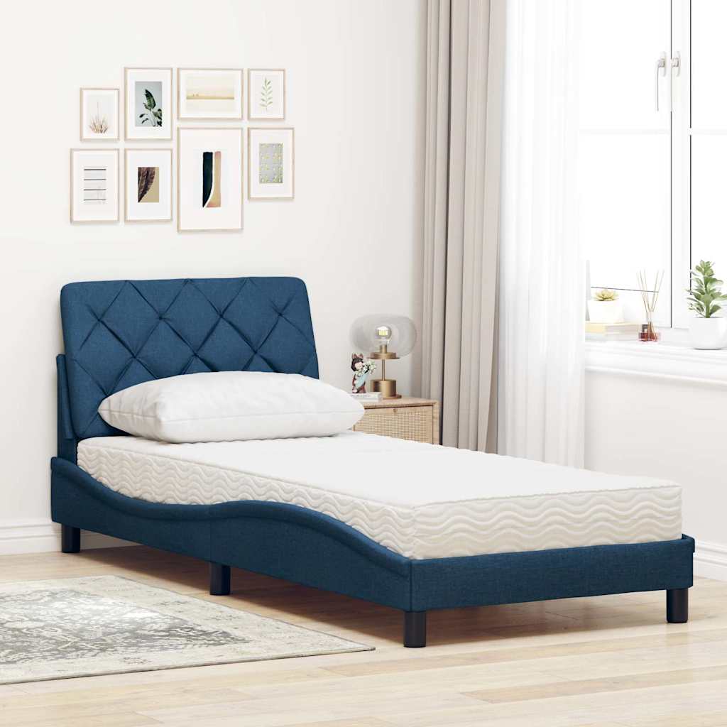 Letto con Materasso Blu 90x190 cm in Tessuto | homemem39