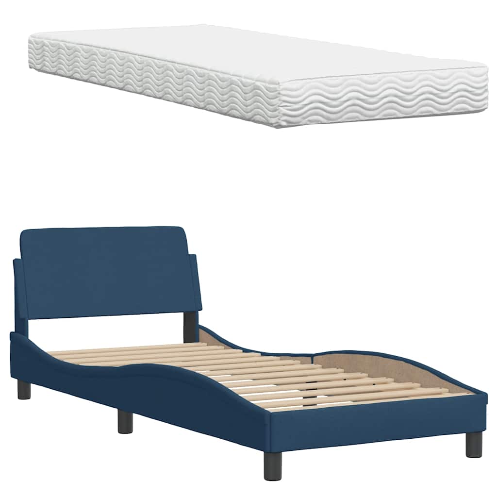 Letto con Materasso Blu 90x190 cm in Tessuto | homemem39