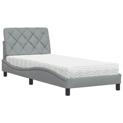 Letto con Materasso Grigio Chiaro 90x200 cm in Tessuto - homemem39
