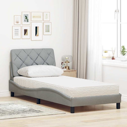 Letto con Materasso Grigio Chiaro 90x200 cm in Tessuto - homemem39