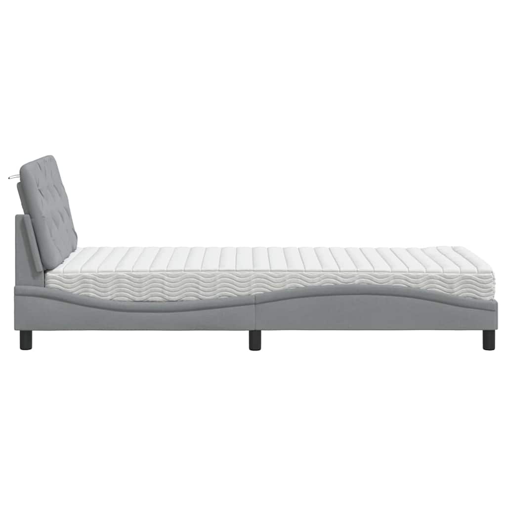 Letto con Materasso Grigio Chiaro 90x200 cm in Tessuto - homemem39