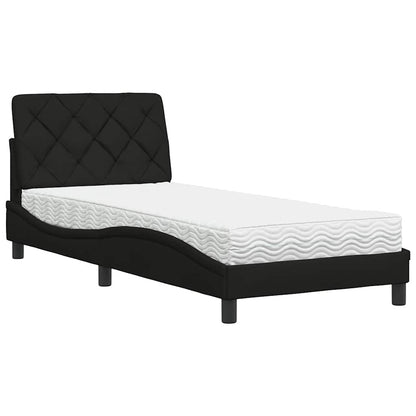 Letto con Materasso Nero 90x200 cm in Tessuto
