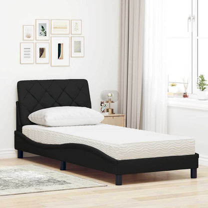 Letto con Materasso Nero 90x200 cm in Tessuto - homemem39