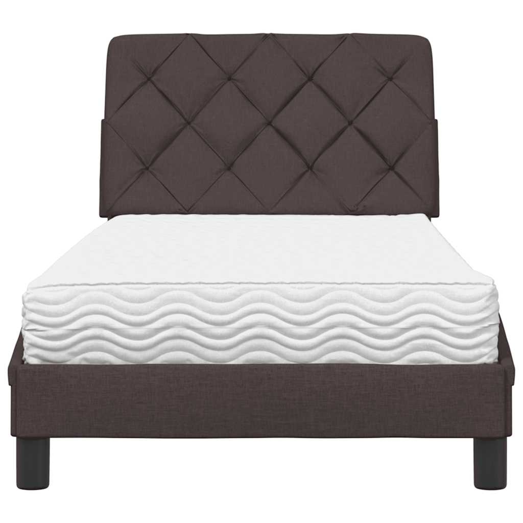 Letto con Materasso Marrone Scuro 90x200 cm in Tessuto - homemem39