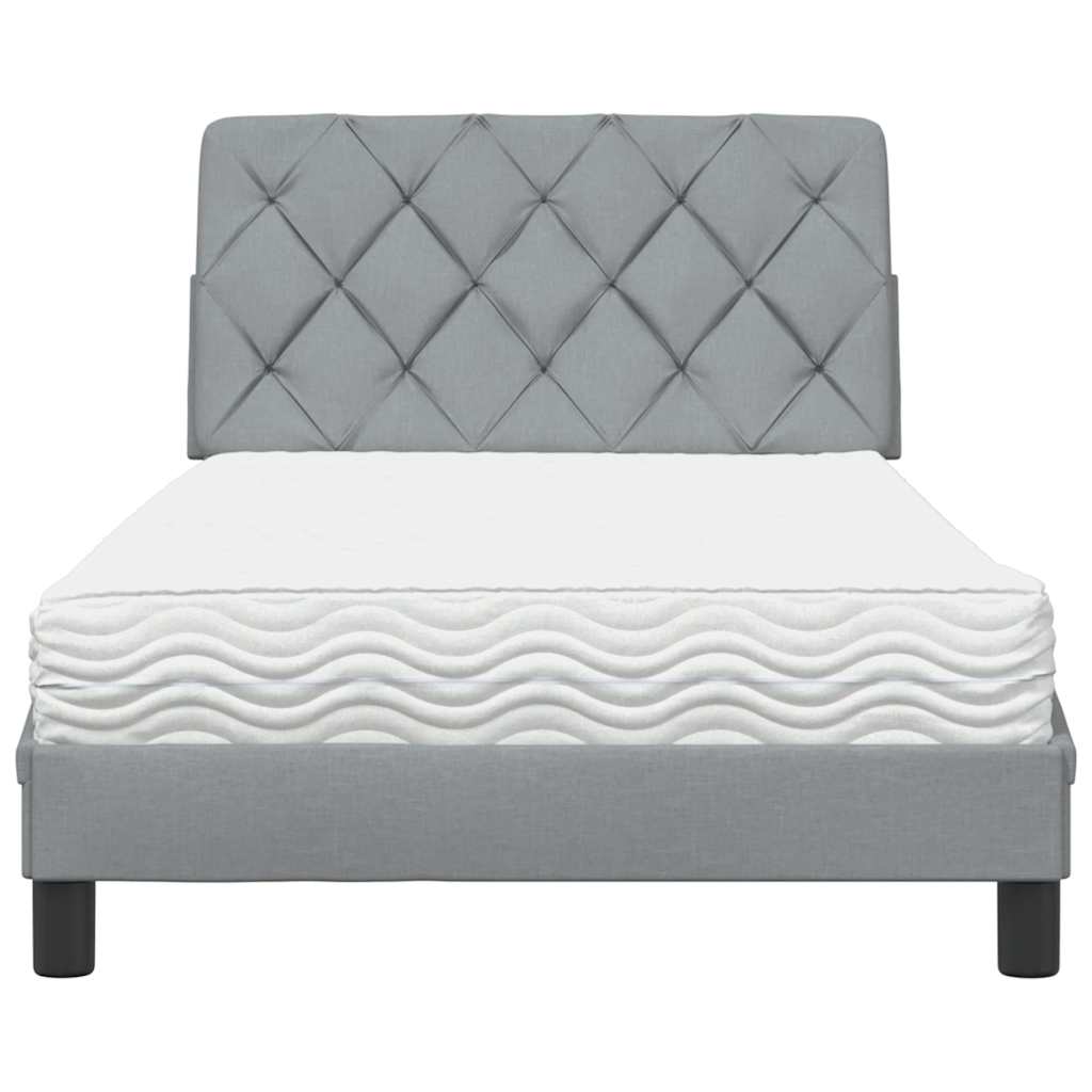 Letto con Materasso Grigio Chiaro 100x200 cm in Tessuto - homemem39