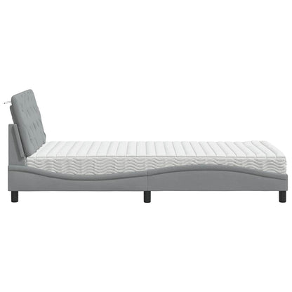 Letto con Materasso Grigio Chiaro 100x200 cm in Tessuto - homemem39