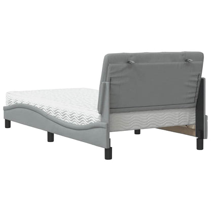 Letto con Materasso Grigio Chiaro 100x200 cm in Tessuto - homemem39