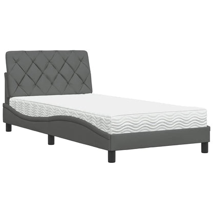 Letto con Materasso Grigio Scuro 100x200 cm in Tessuto - homemem39