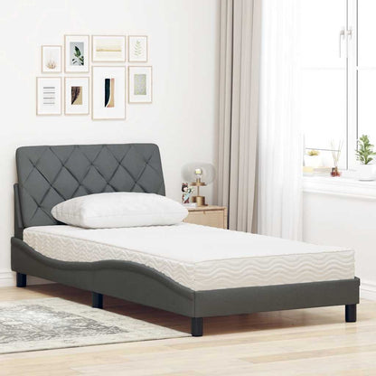 Letto con Materasso Grigio Scuro 100x200 cm in Tessuto - homemem39