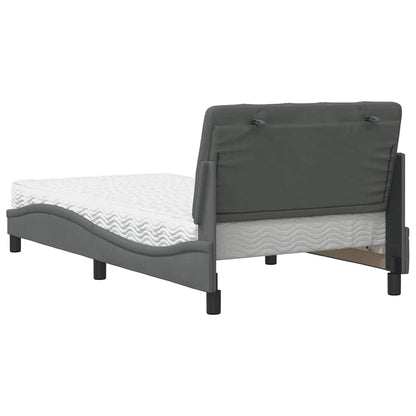 Letto con Materasso Grigio Scuro 100x200 cm in Tessuto - homemem39