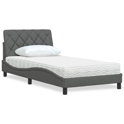 Letto con Materasso Grigio Scuro 100x200 cm in Tessuto - homemem39