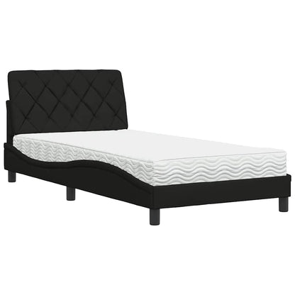 Letto con Materasso Nero 100x200 cm in Tessuto