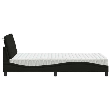 Letto con Materasso Nero 100x200 cm in Tessuto