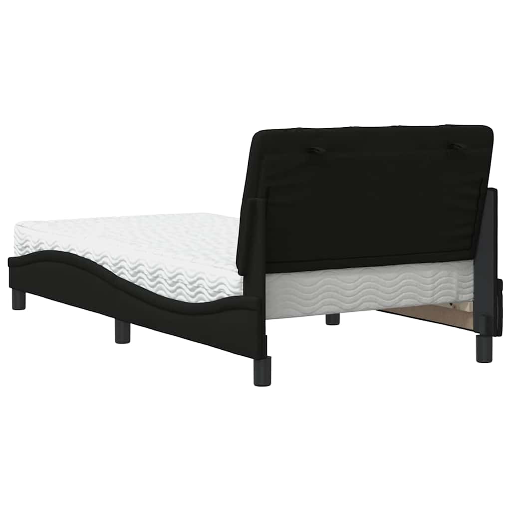 Letto con Materasso Nero 100x200 cm in Tessuto
