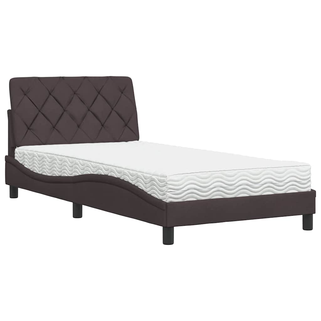 Letto con Materasso Marrone Scuro 100x200 cm in Tessuto - homemem39