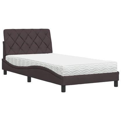 Letto con Materasso Marrone Scuro 100x200 cm in Tessuto - homemem39