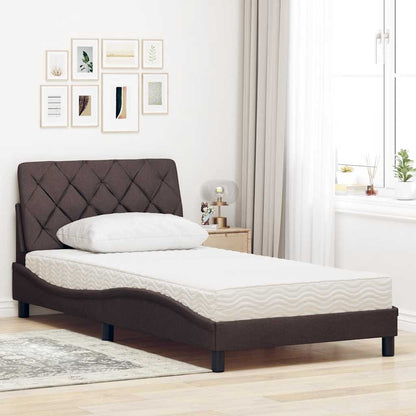 Letto con Materasso Marrone Scuro 100x200 cm in Tessuto - homemem39