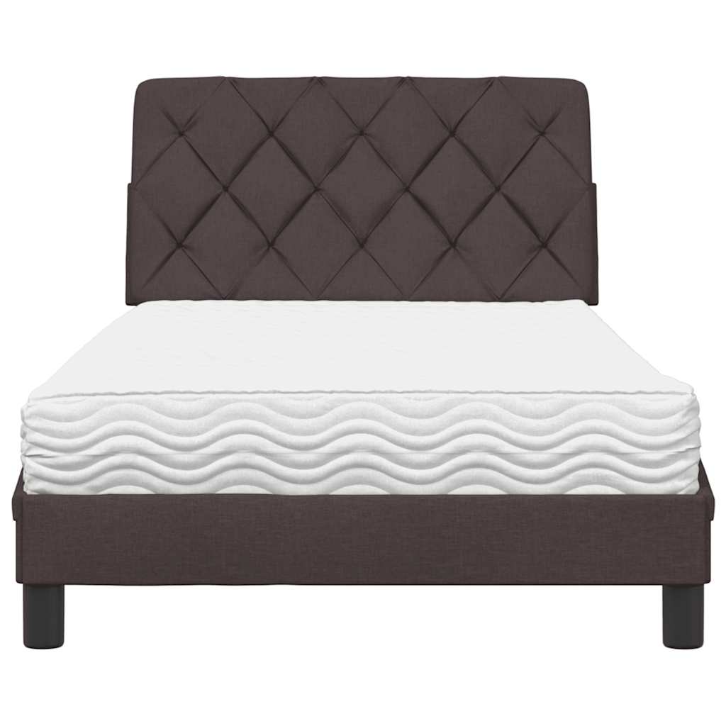 Letto con Materasso Marrone Scuro 100x200 cm in Tessuto - homemem39
