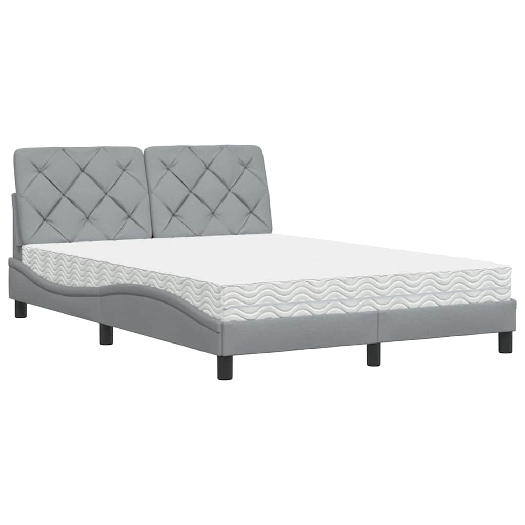 Letto con Materasso Grigio Chiaro 120x200cm Tessuto