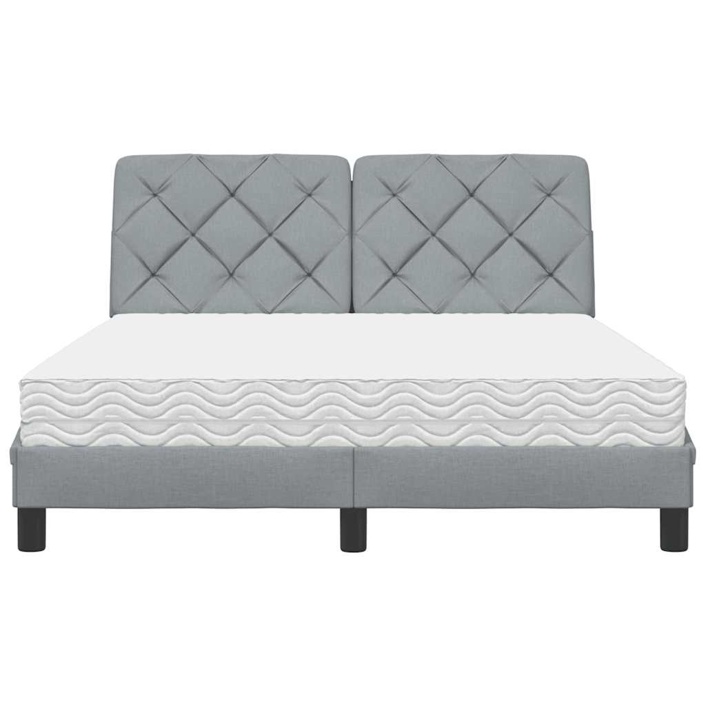 Letto con Materasso Grigio Chiaro 120x200cm Tessuto