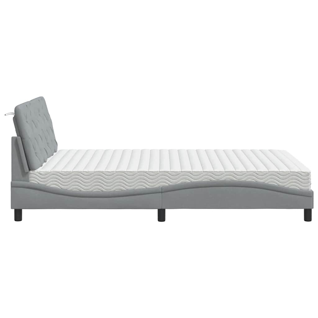 Letto con Materasso Grigio Chiaro 120x200cm Tessuto