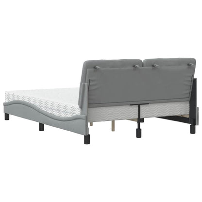 Letto con Materasso Grigio Chiaro 120x200cm Tessuto
