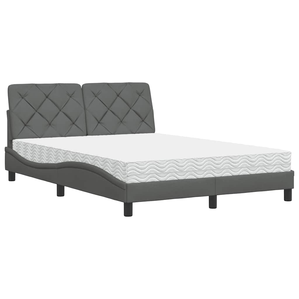 Letto con Materasso Grigio Scuro 120x200 cm Tessuto