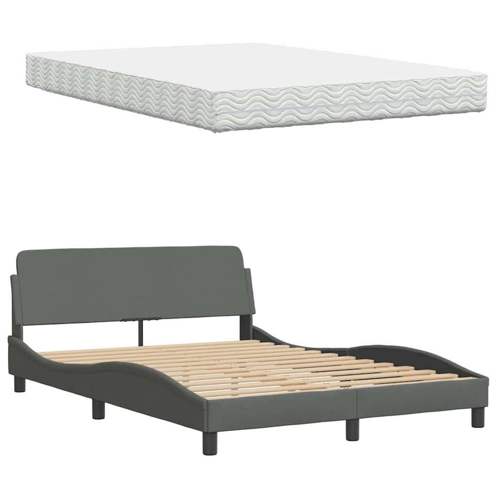 Letto con Materasso Grigio Scuro 120x200 cm Tessuto