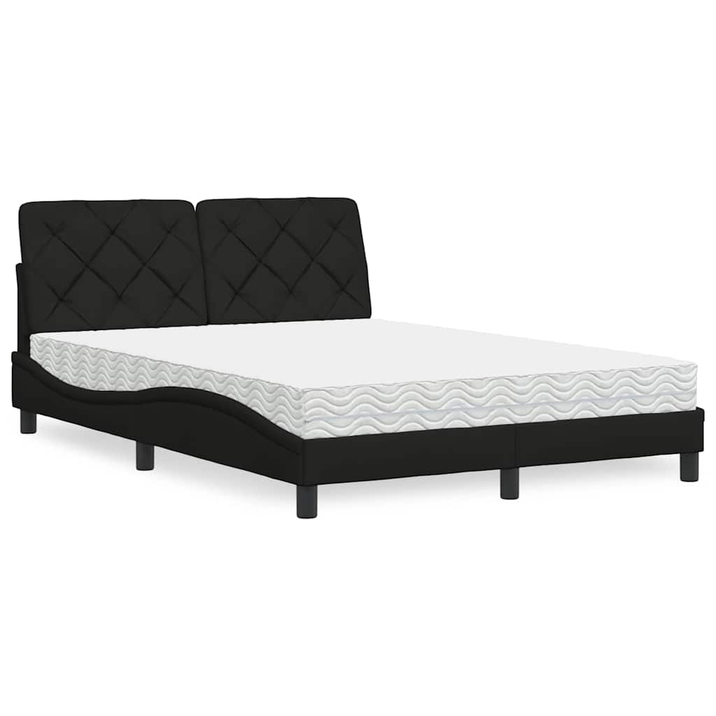 Letto con Materasso Nero 120x200 cm in Tessuto