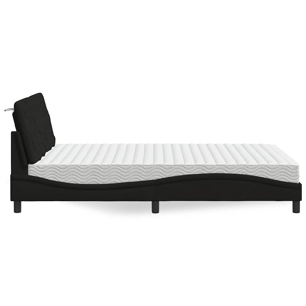Letto con Materasso Nero 120x200 cm in Tessuto