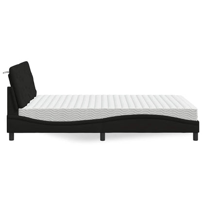 Letto con Materasso Nero 120x200 cm in Tessuto