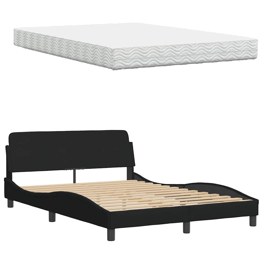 Letto con Materasso Nero 120x200 cm in Tessuto