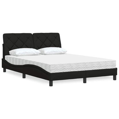 Letto con Materasso Nero 120x200 cm in Tessuto