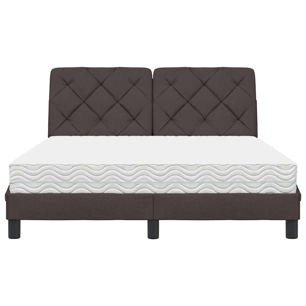 Letto con Materasso Marrone Scuro 120x200cm Tessuto