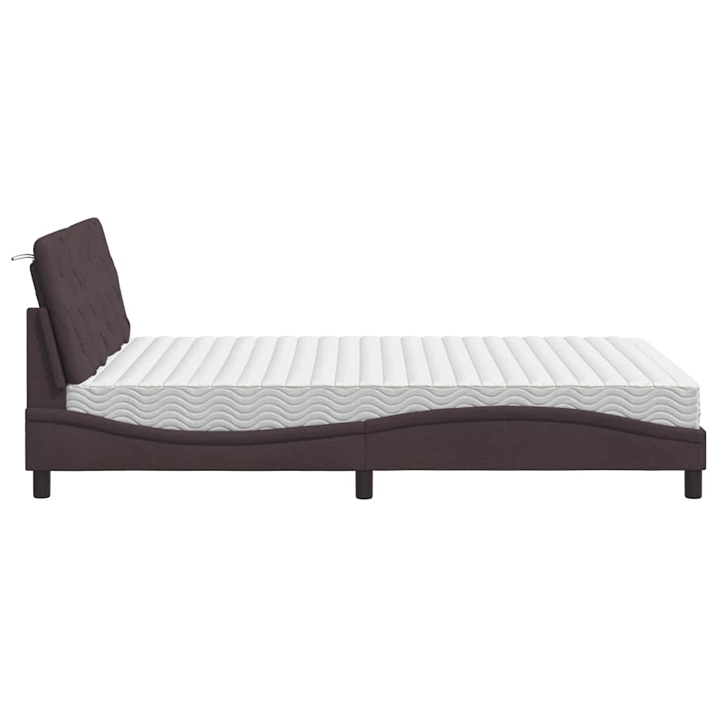 Letto con Materasso Marrone Scuro 120x200cm Tessuto
