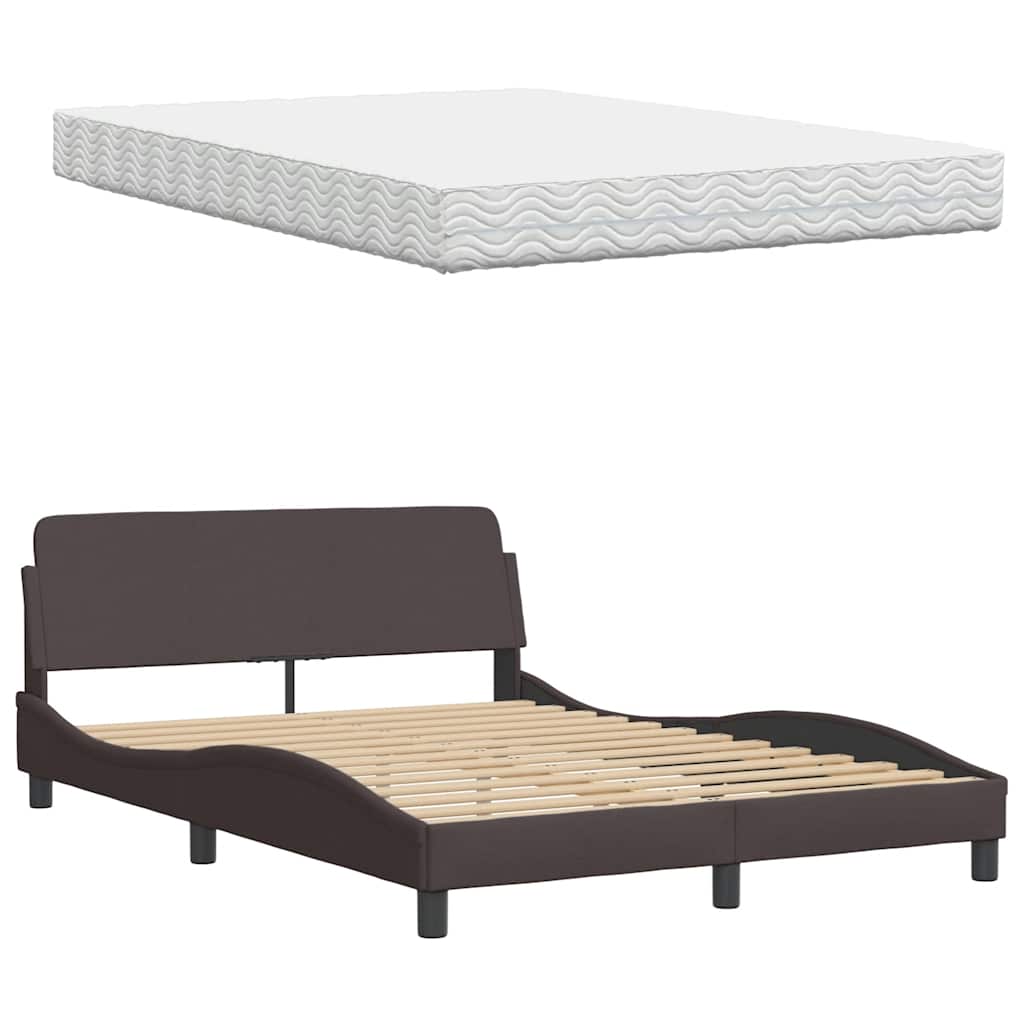 Letto con Materasso Marrone Scuro 120x200cm Tessuto