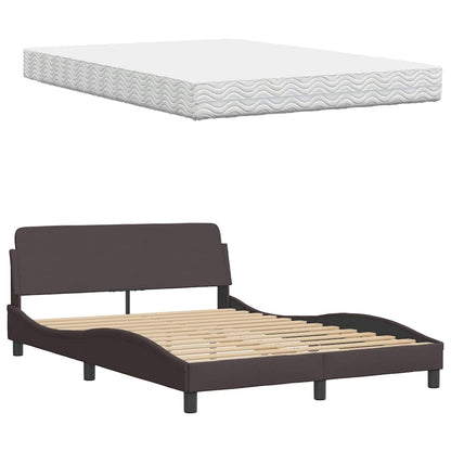 Letto con Materasso Marrone Scuro 120x200cm Tessuto