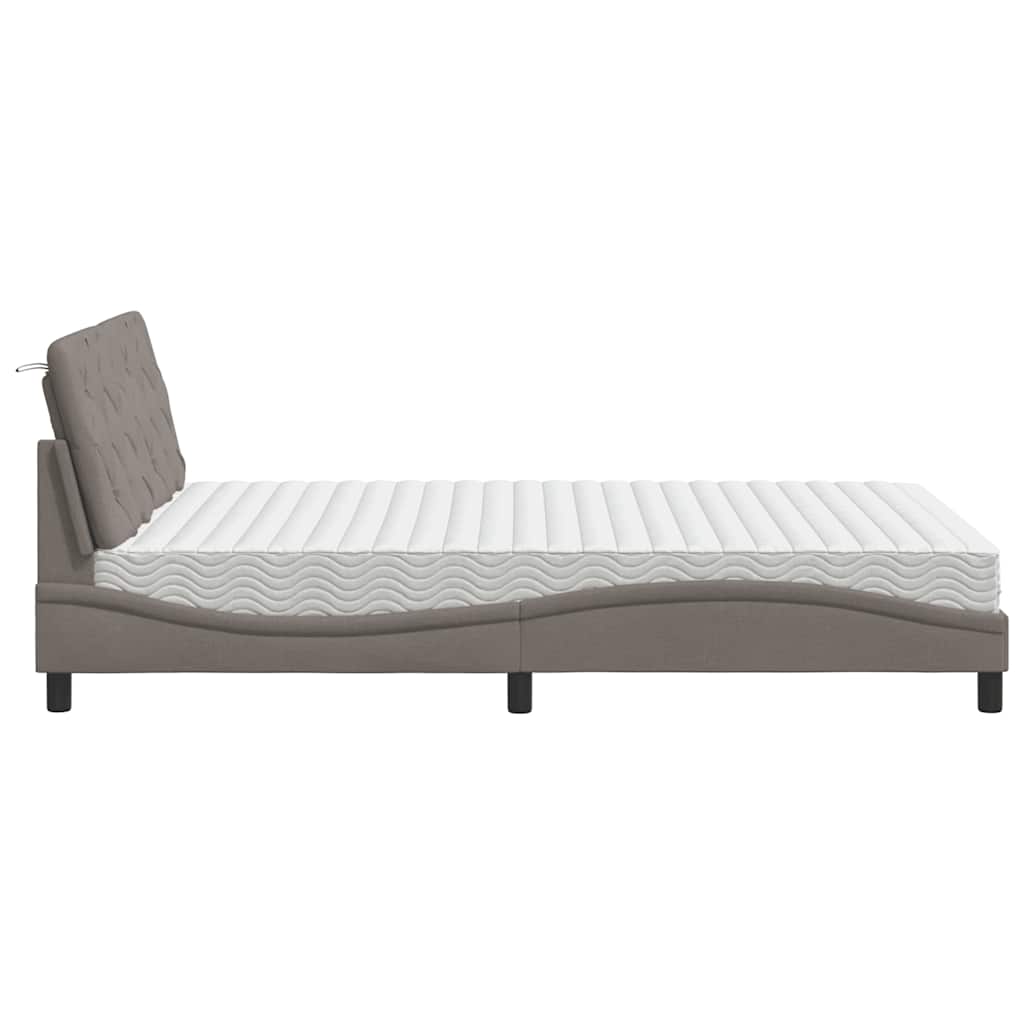 Letto con Materasso Tortora 120x200 cm in Tessuto