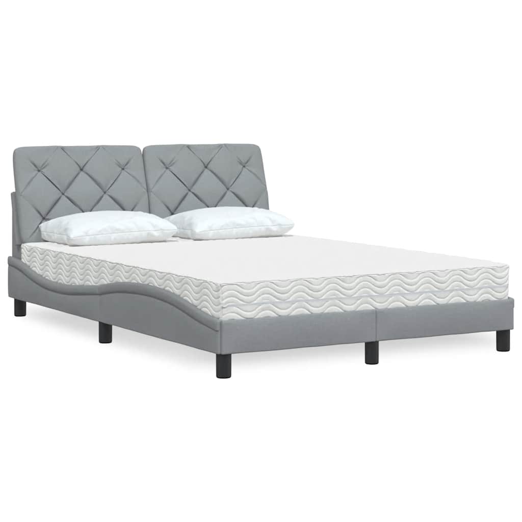 Letto con Materasso Grigio Chiaro 140x190cm Tessuto - homemem39