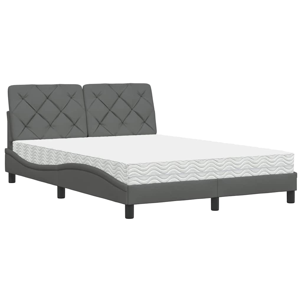 Letto con Materasso Grigio Scuro 140x190 cm Tessuto - homemem39