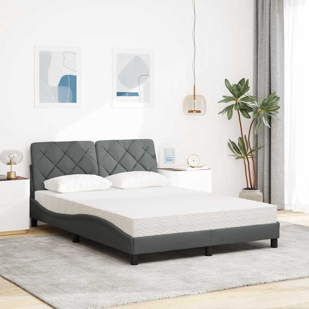 Letto con Materasso Grigio Scuro 140x190 cm Tessuto - homemem39