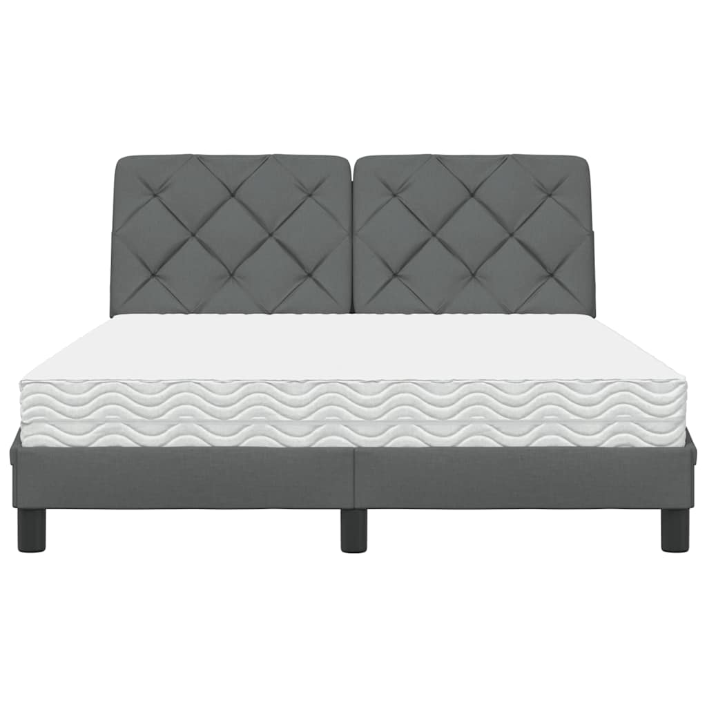 Letto con Materasso Grigio Scuro 140x190 cm Tessuto - homemem39