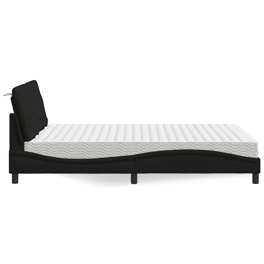 Letto con Materasso Nero 140x190 cm in Tessuto - homemem39