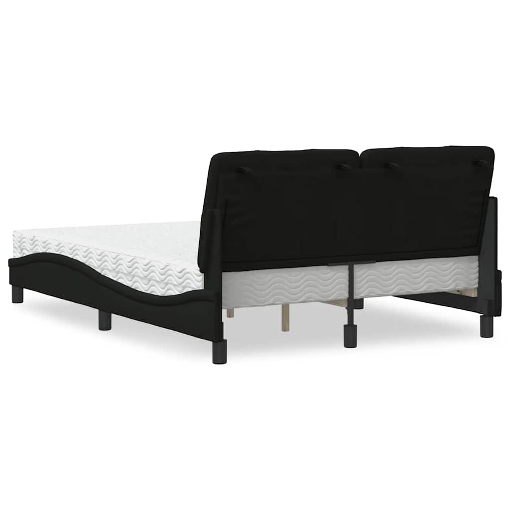 Letto con Materasso Nero 140x190 cm in Tessuto - homemem39